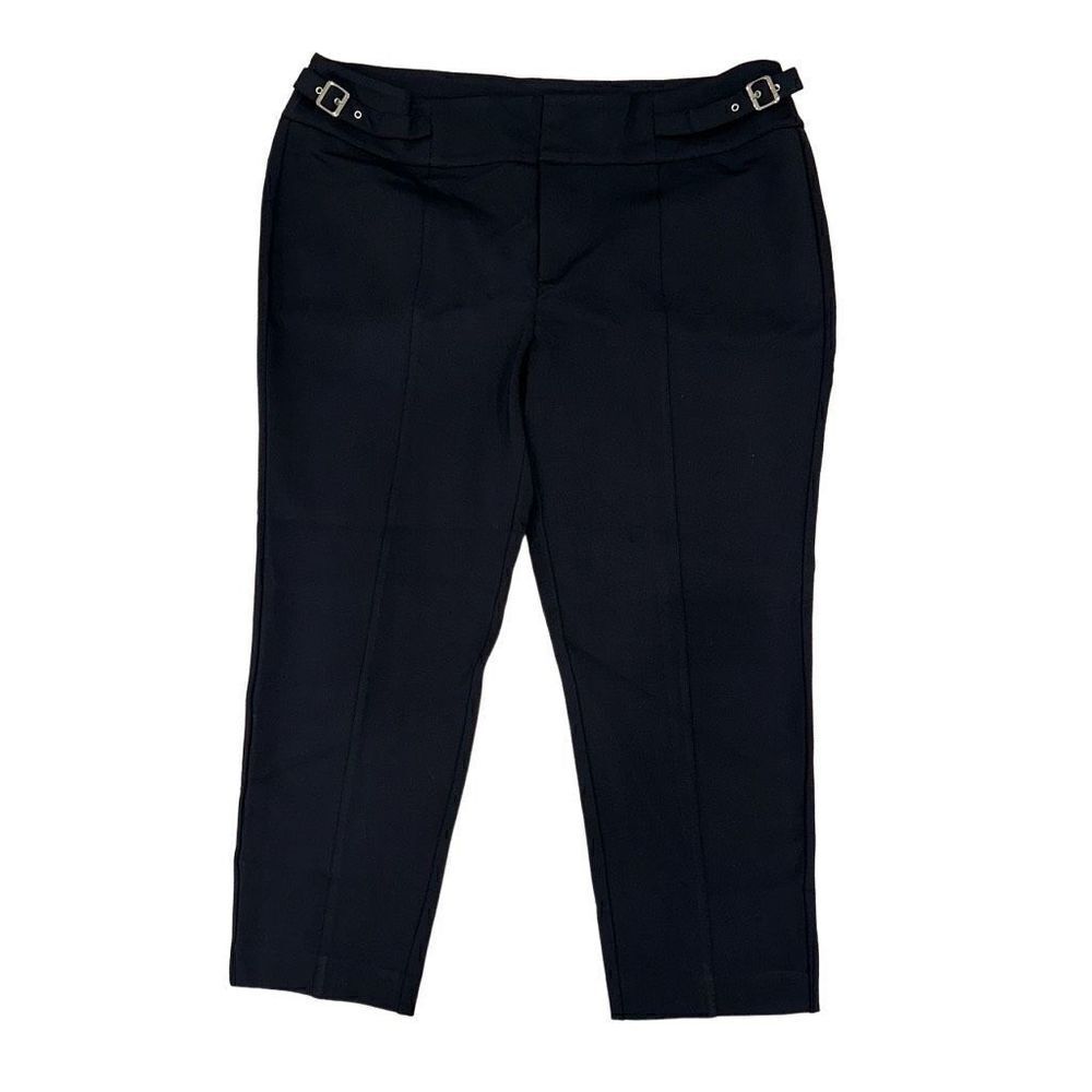 Catherine’s Curvy Collection Womens 1X Black Cropped Trouser Pants w Buckles